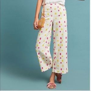 Anthropologie Wide Leg Ankle Dot Pants 14